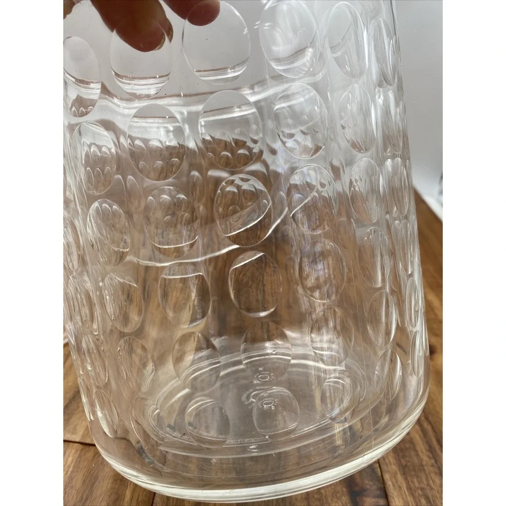 Vintage Ice Bucket With Lid Acrylic Mid Century Lucite Clear Circles 1990 US